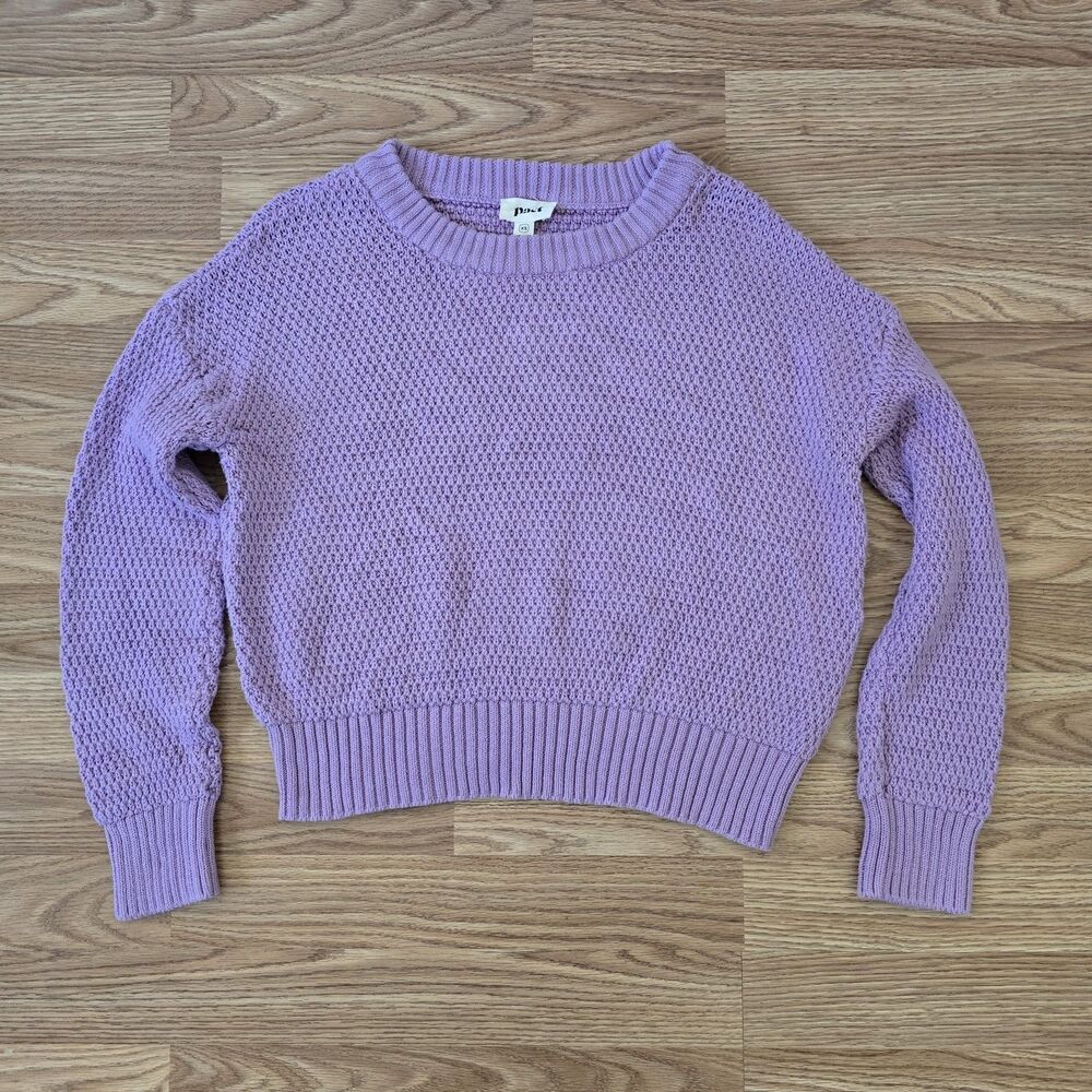 Pact Women's Cable Knit Crew Sweater XS Cozy Open Knit Tidy Oversized Lavender